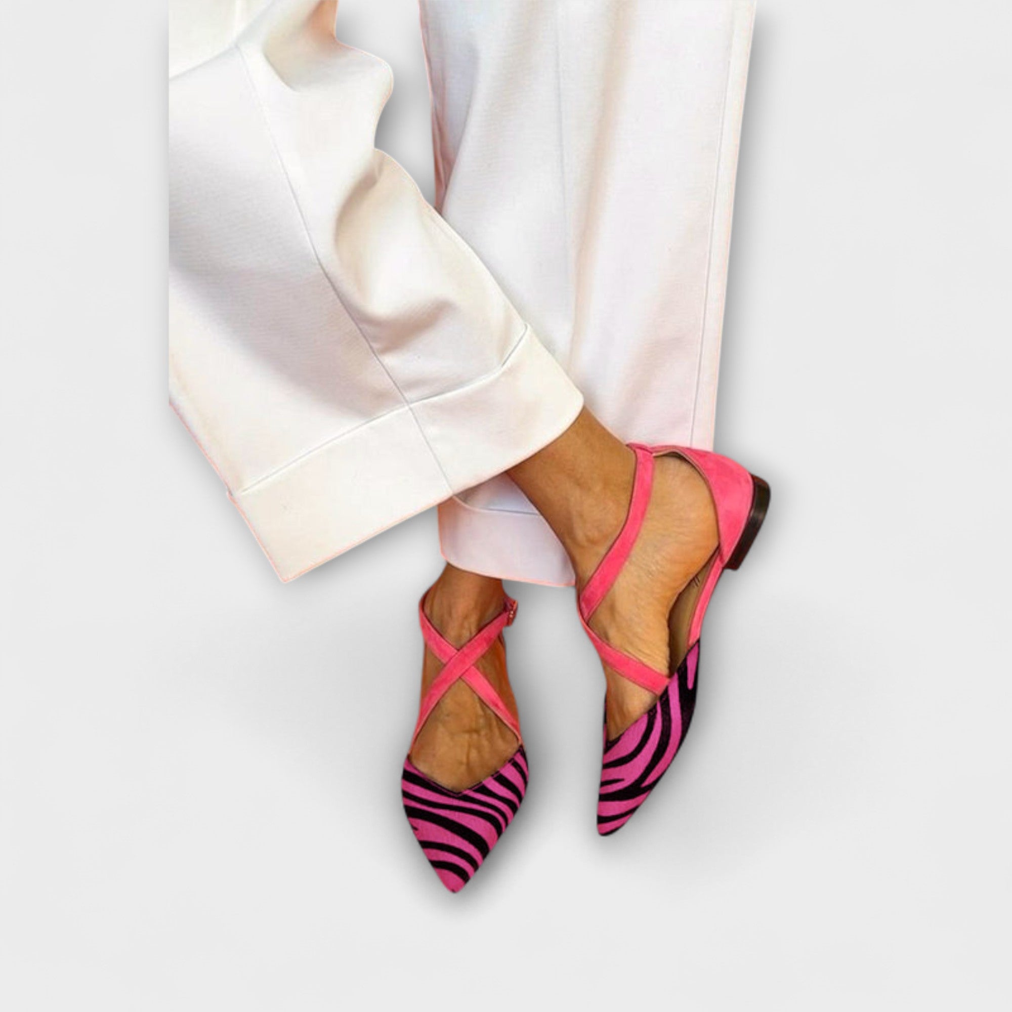 Zarella – buty na p?askim obcowisku Zebra w kolorze Pink Power