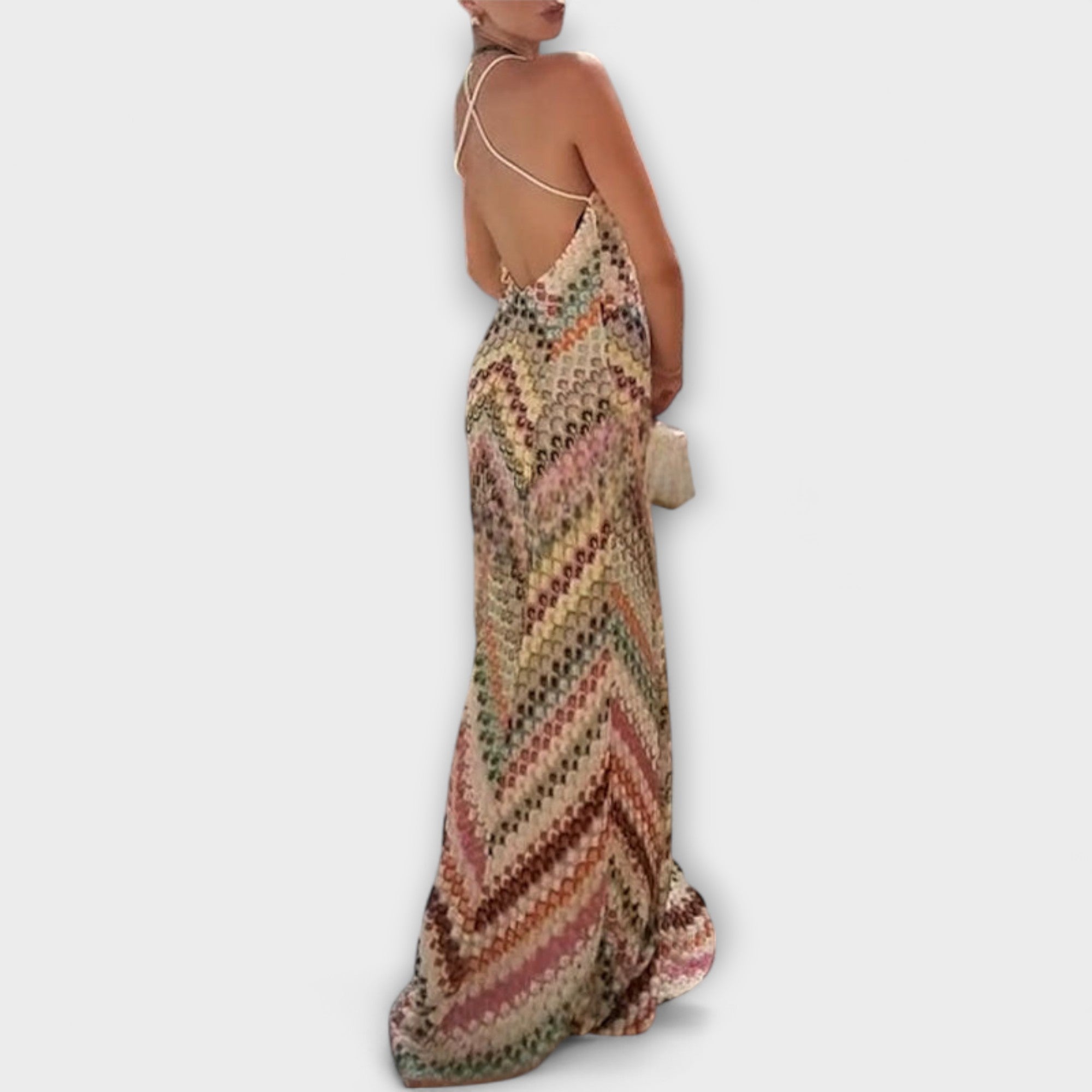 Remi - Missoni Kolorowa sukienka maxi w jode?k?