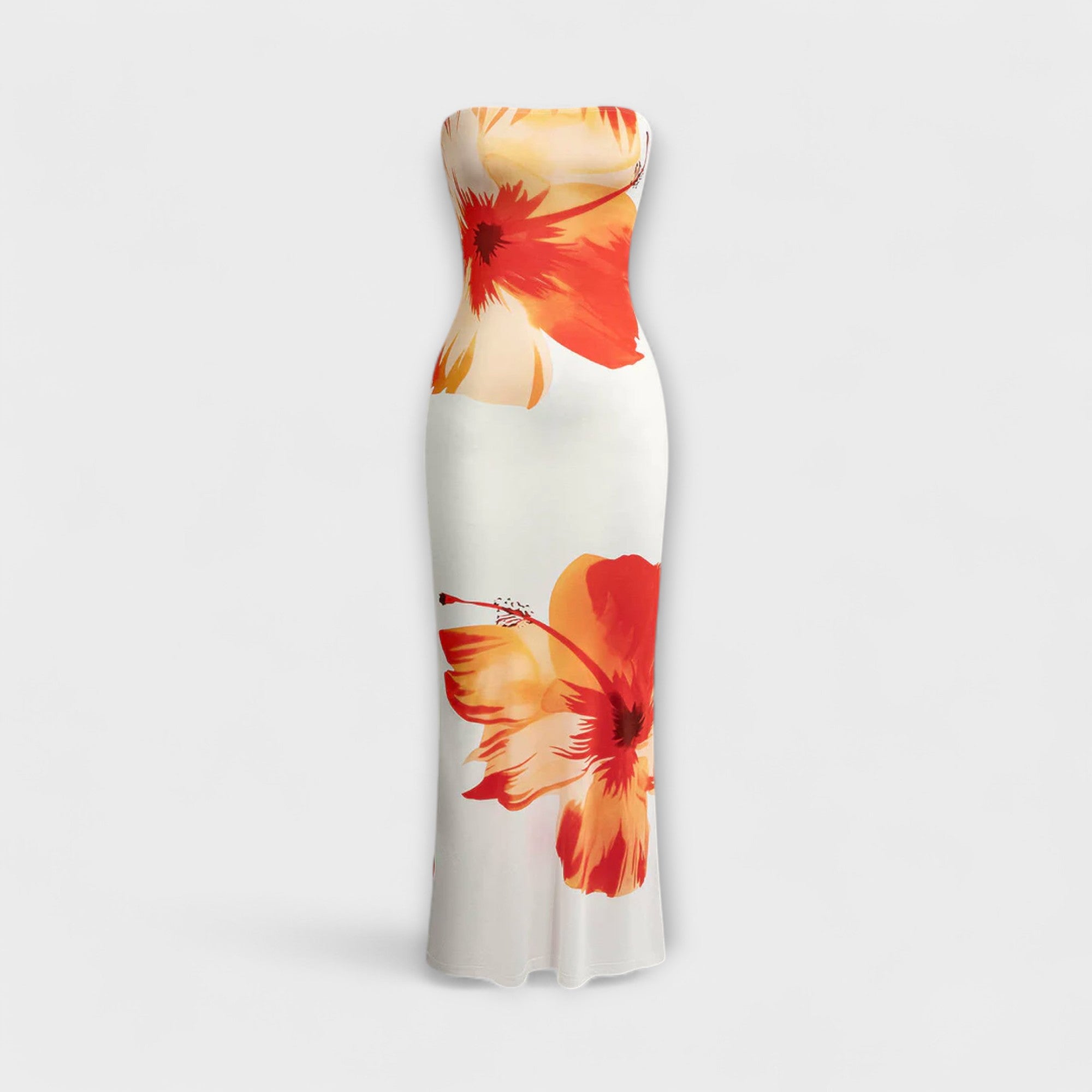 Elegancka sukienka maxi bez r?kawów z odkrytymi ramionami