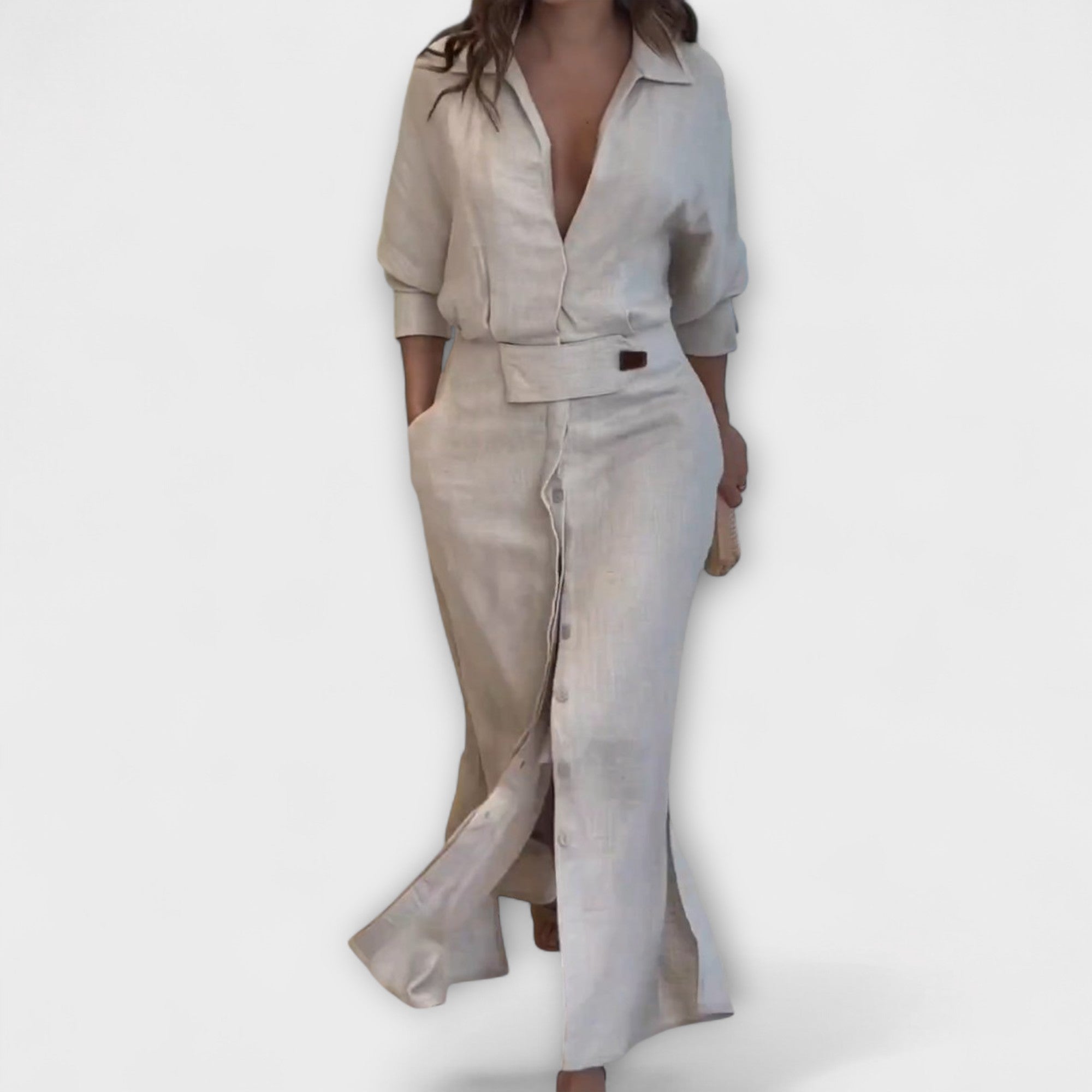 Jeanette - sukienka maxi z dekoltem w serek