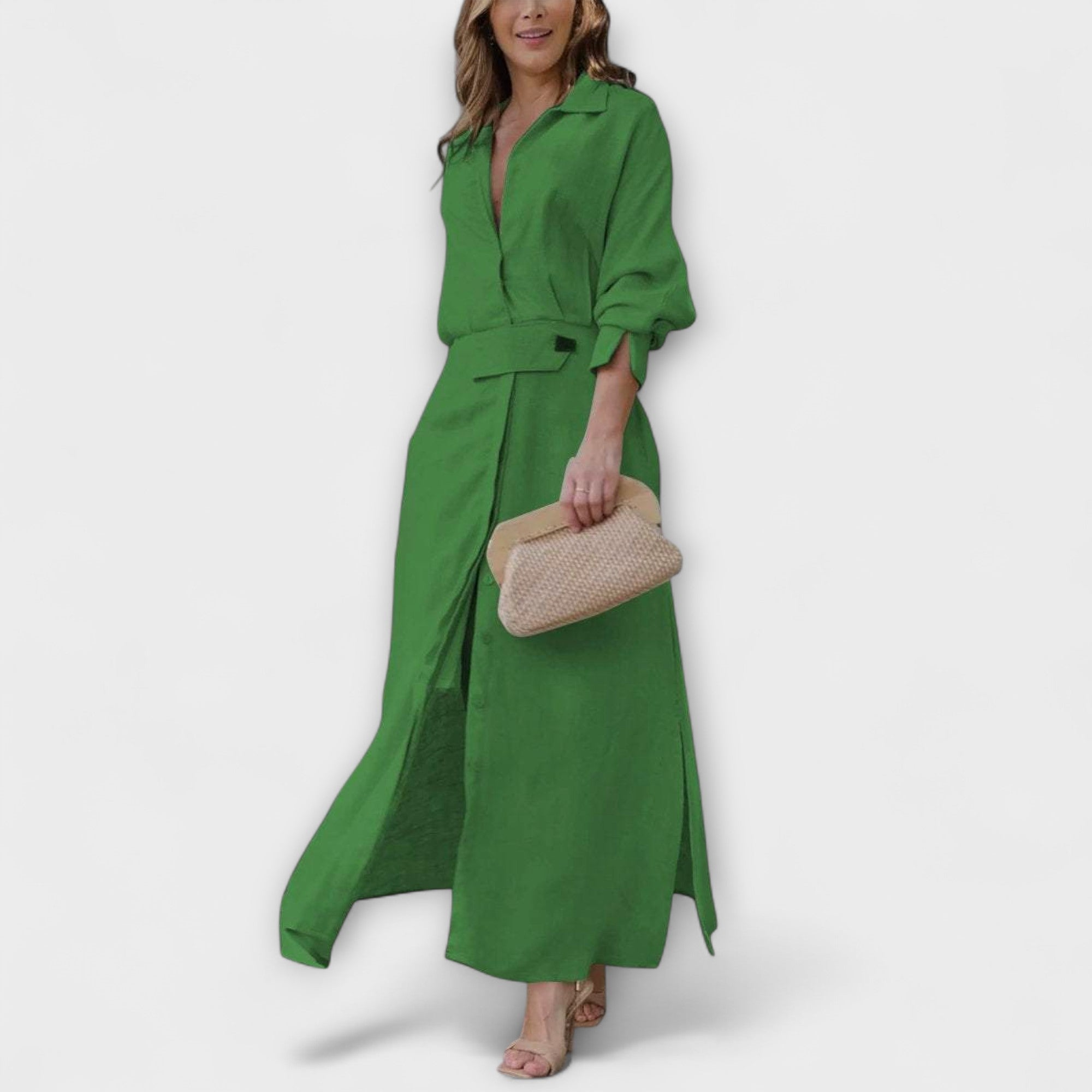 Jeanette - sukienka maxi z dekoltem w serek