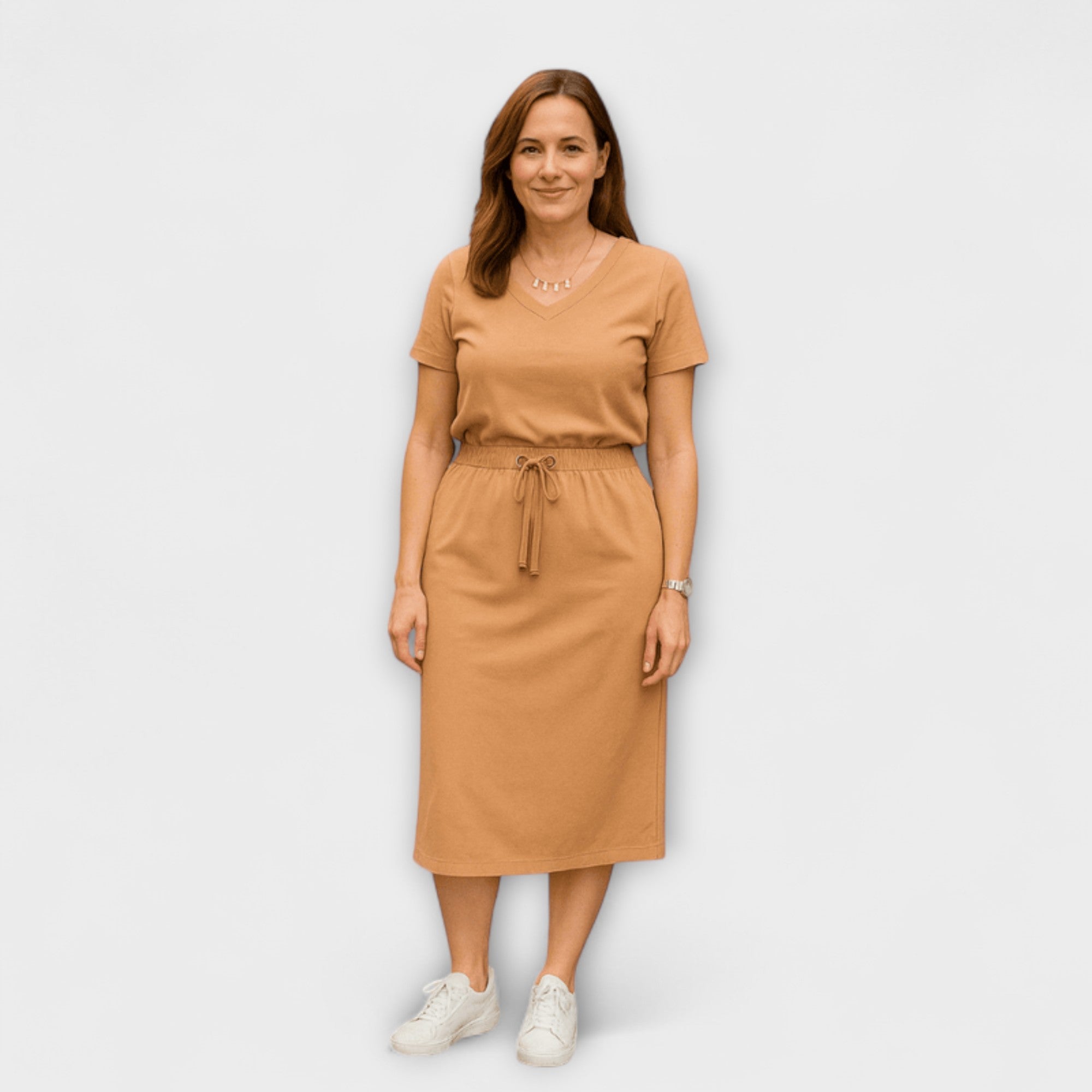 Danielle - Elegancki top z dekoltem w szpic i spódnic?