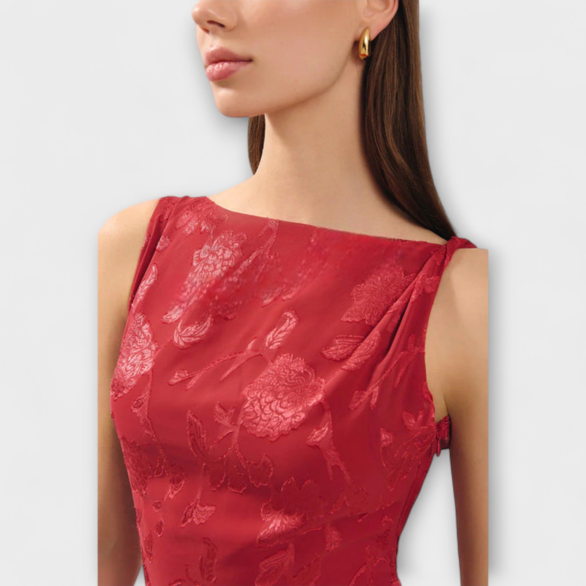 Opal - elegancka ?akardowa sukienka maxi bez pleców