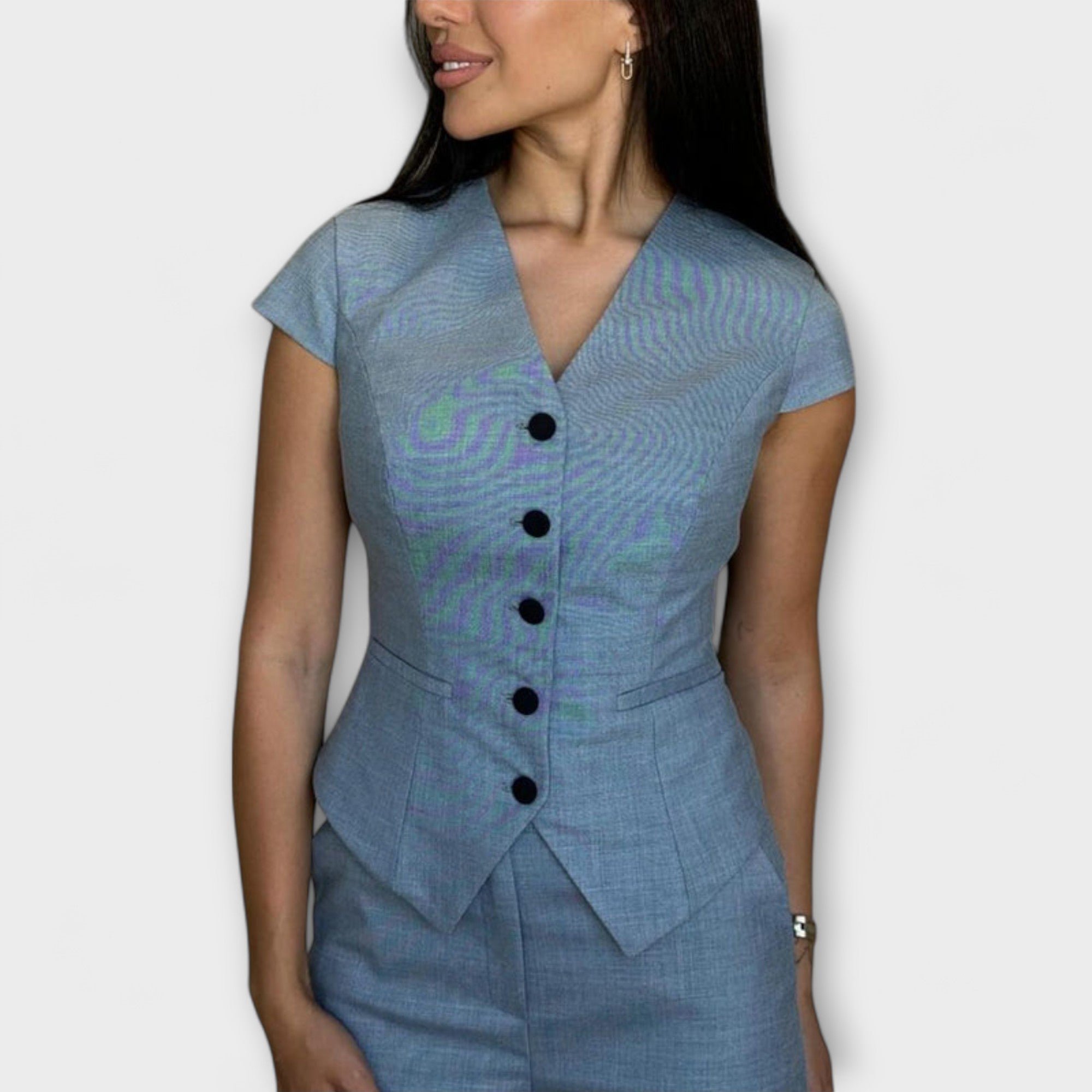 Ivy - elegancki zestaw topów i spodni z dekoltem w serek