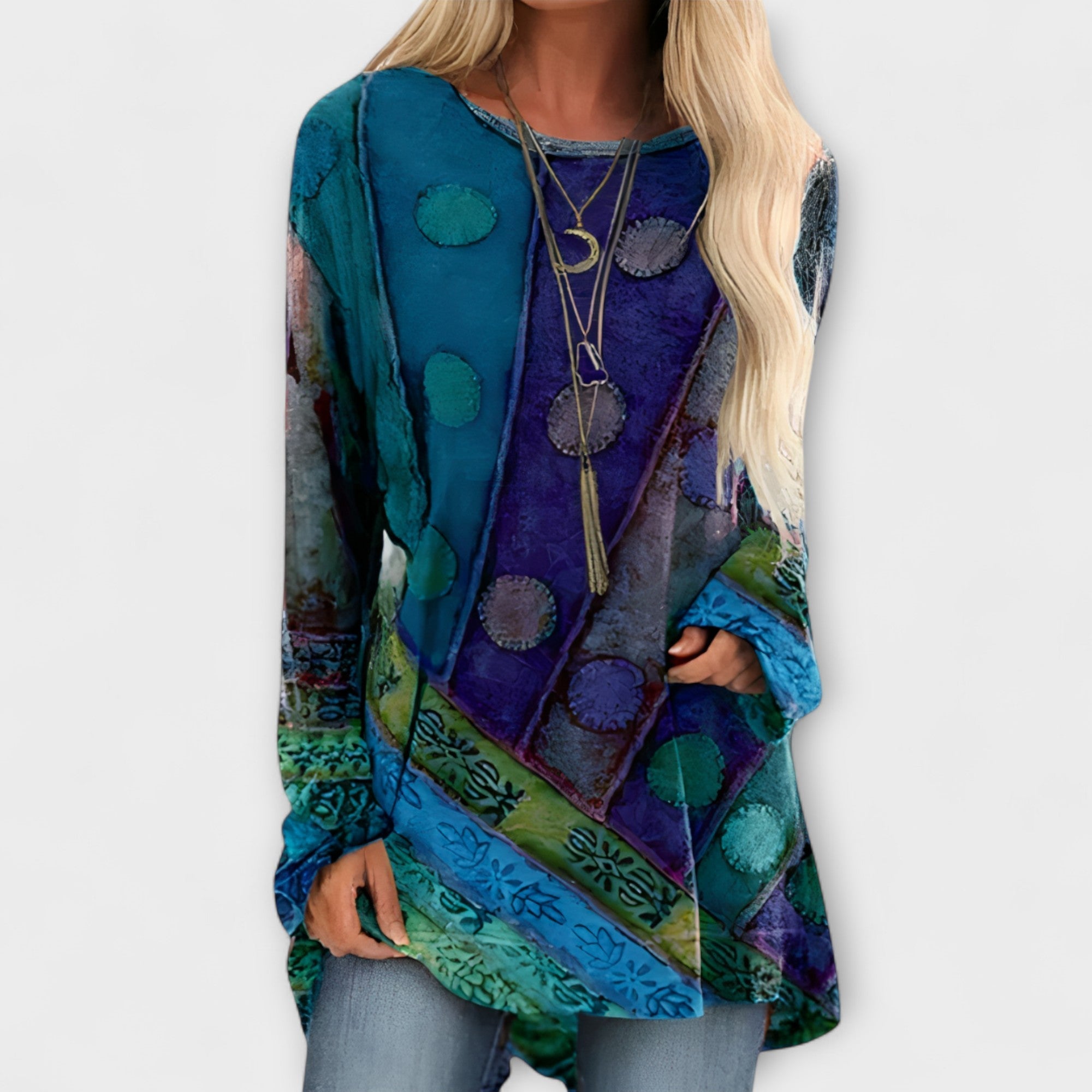 Stylowa bluzka damska z etnicznym nadrukiem