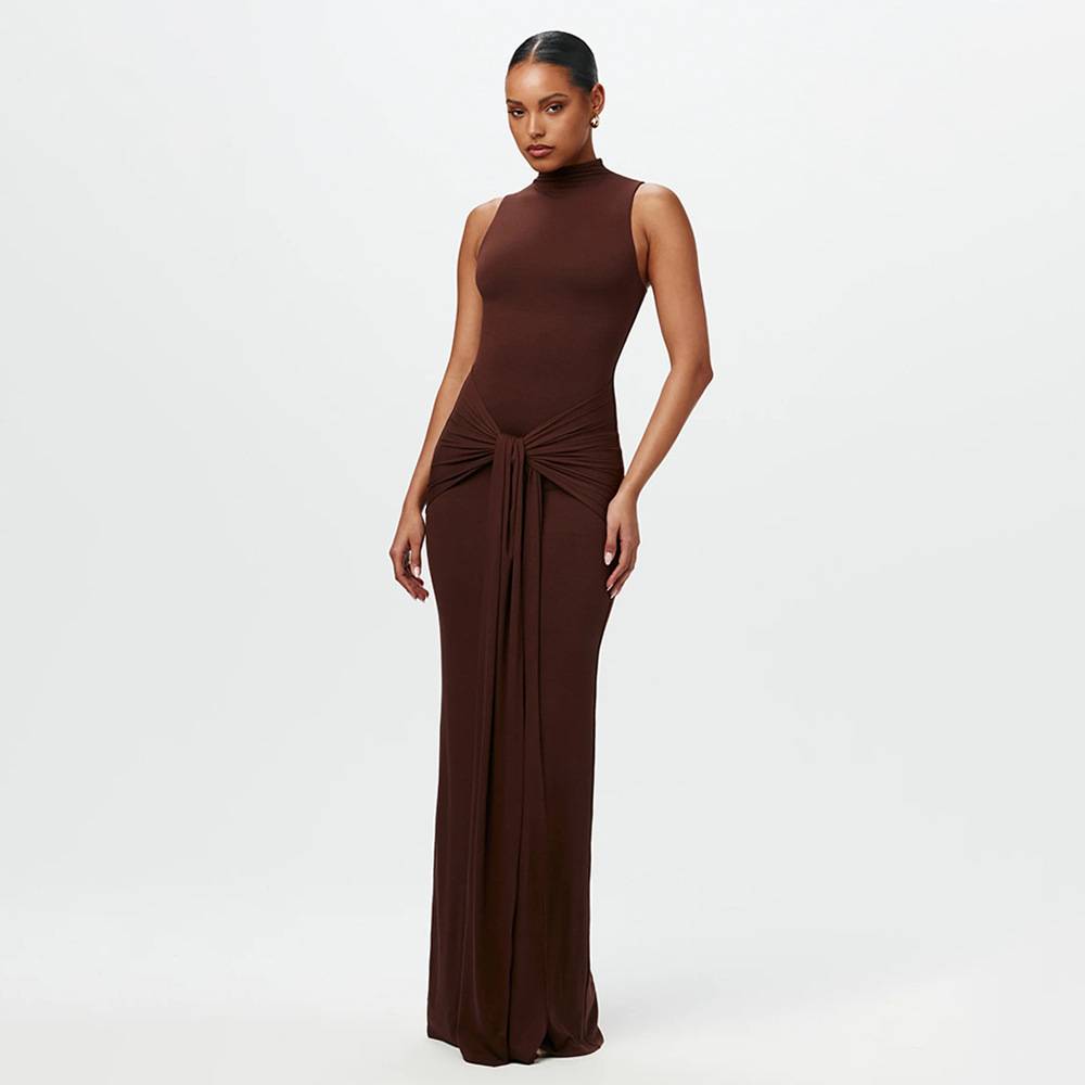 Calista - Elegancka, wi?zana, zwiewna szyfonowa sukienka maxi