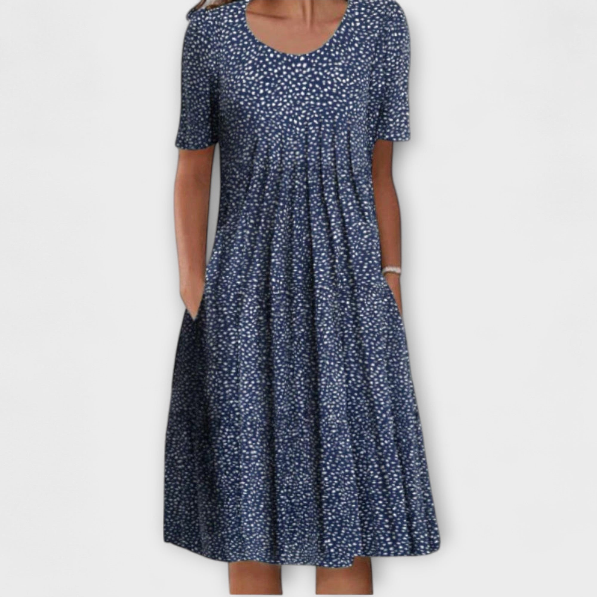 Emelie - elegancka warstwowa sukienka z kontrol? brzucha