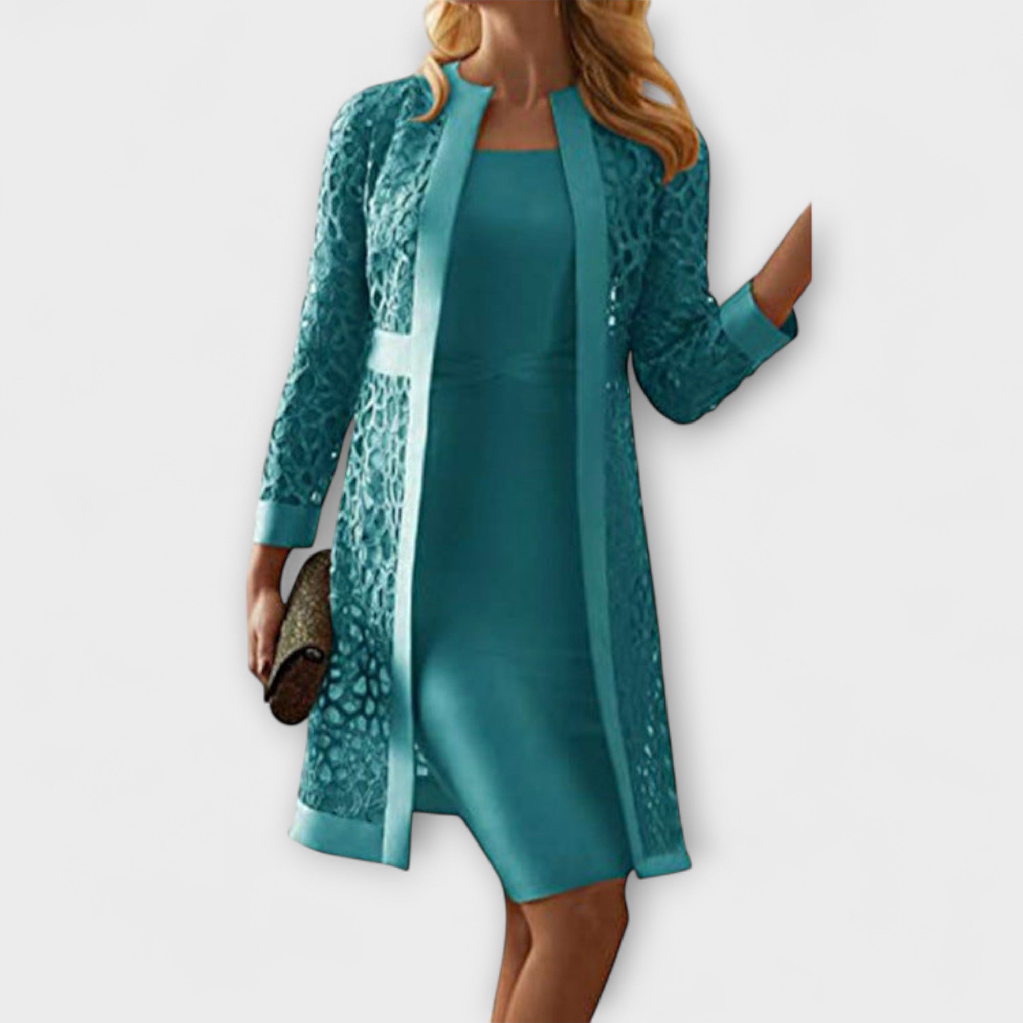 Runa - Elegancka dwucz??ciowa sukienka koronkowa