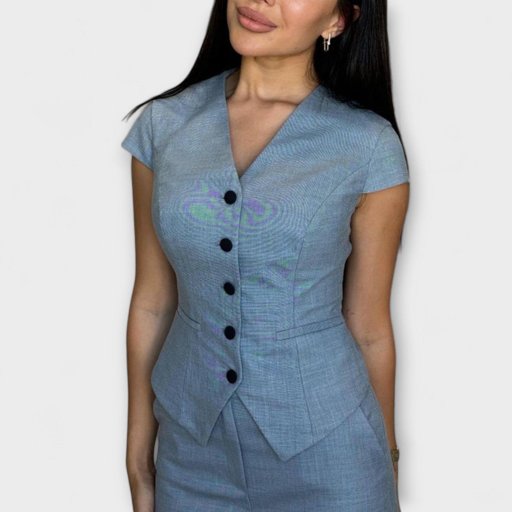 Ivy - elegancki zestaw topów i spodni z dekoltem w serek