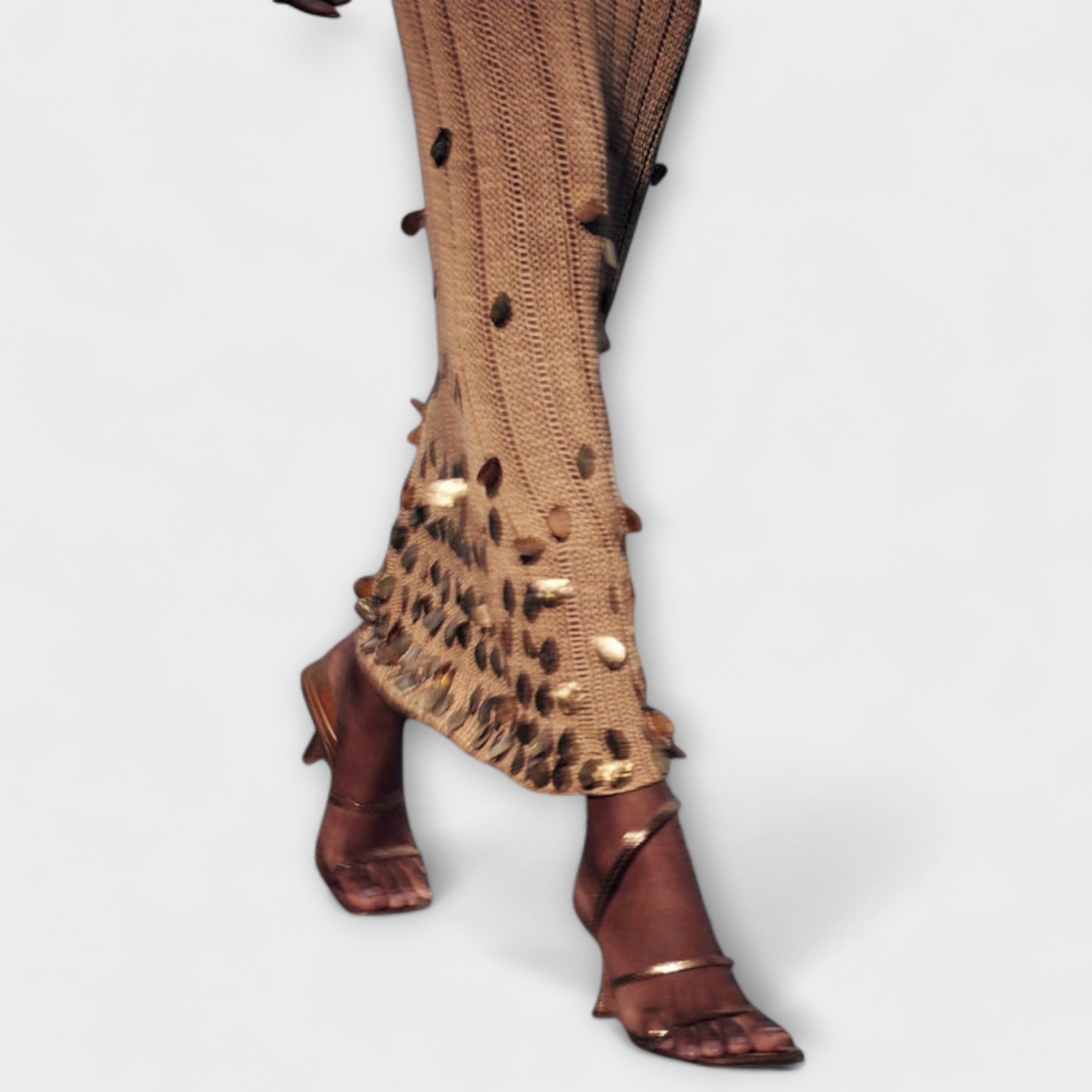 Kathleen - sukienka maxi ze z?otej dzianiny od Dolly