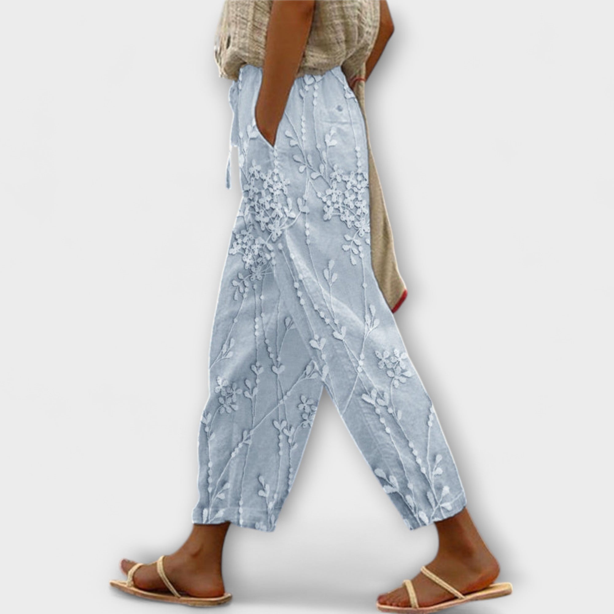 Zoey - spodnie z nadrukiem w li?cie winoro?li