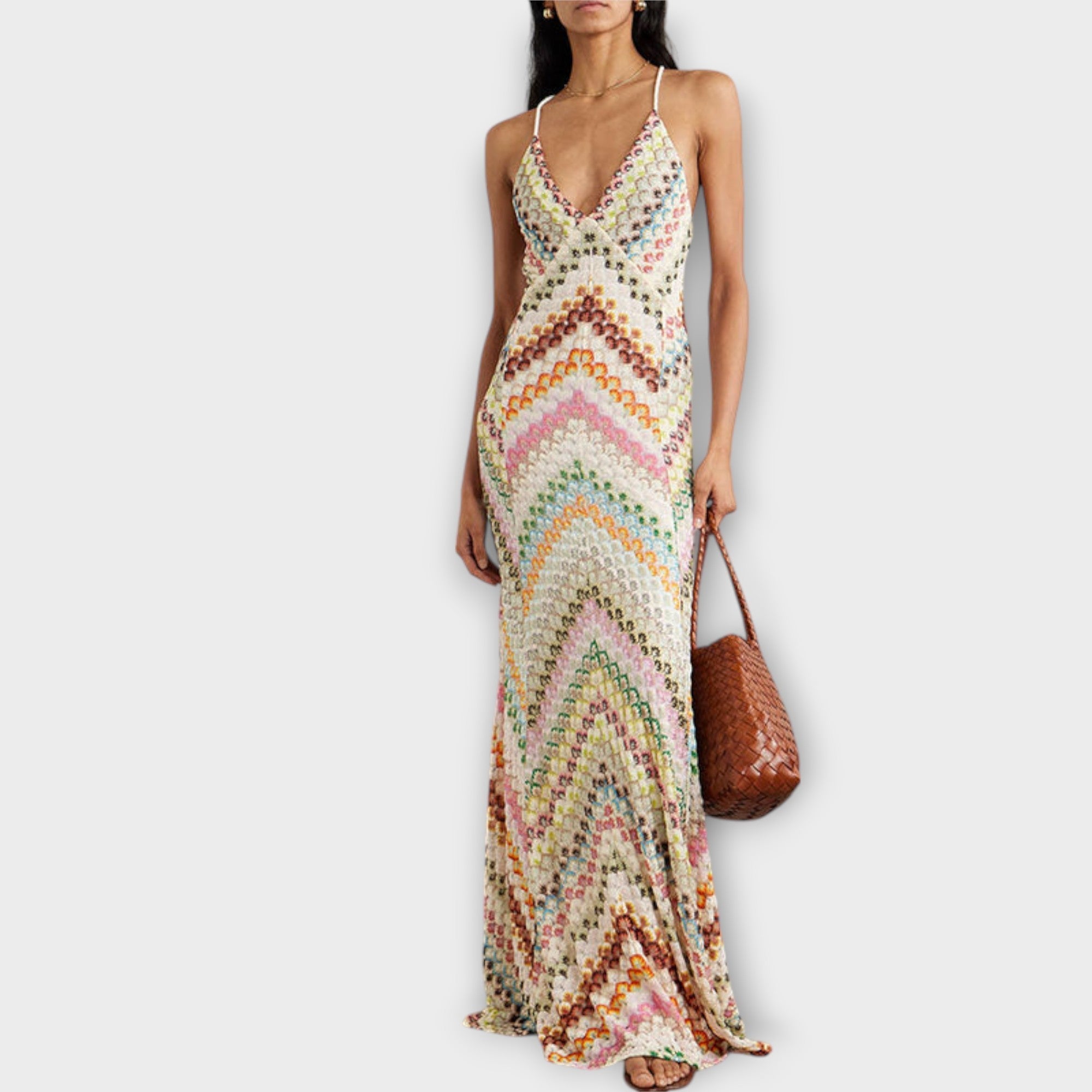Remi - Missoni Kolorowa sukienka maxi w jode?k?