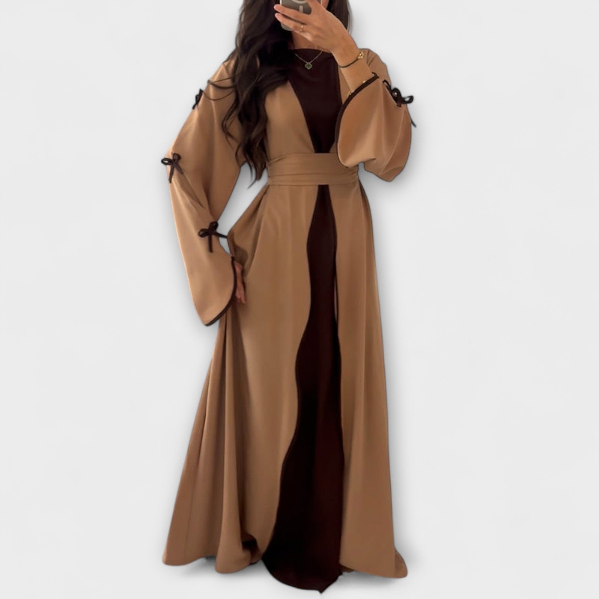 Jasmin - szykowny kardigan i sukienka Duo z ozdob? w kszta?cie kokardki