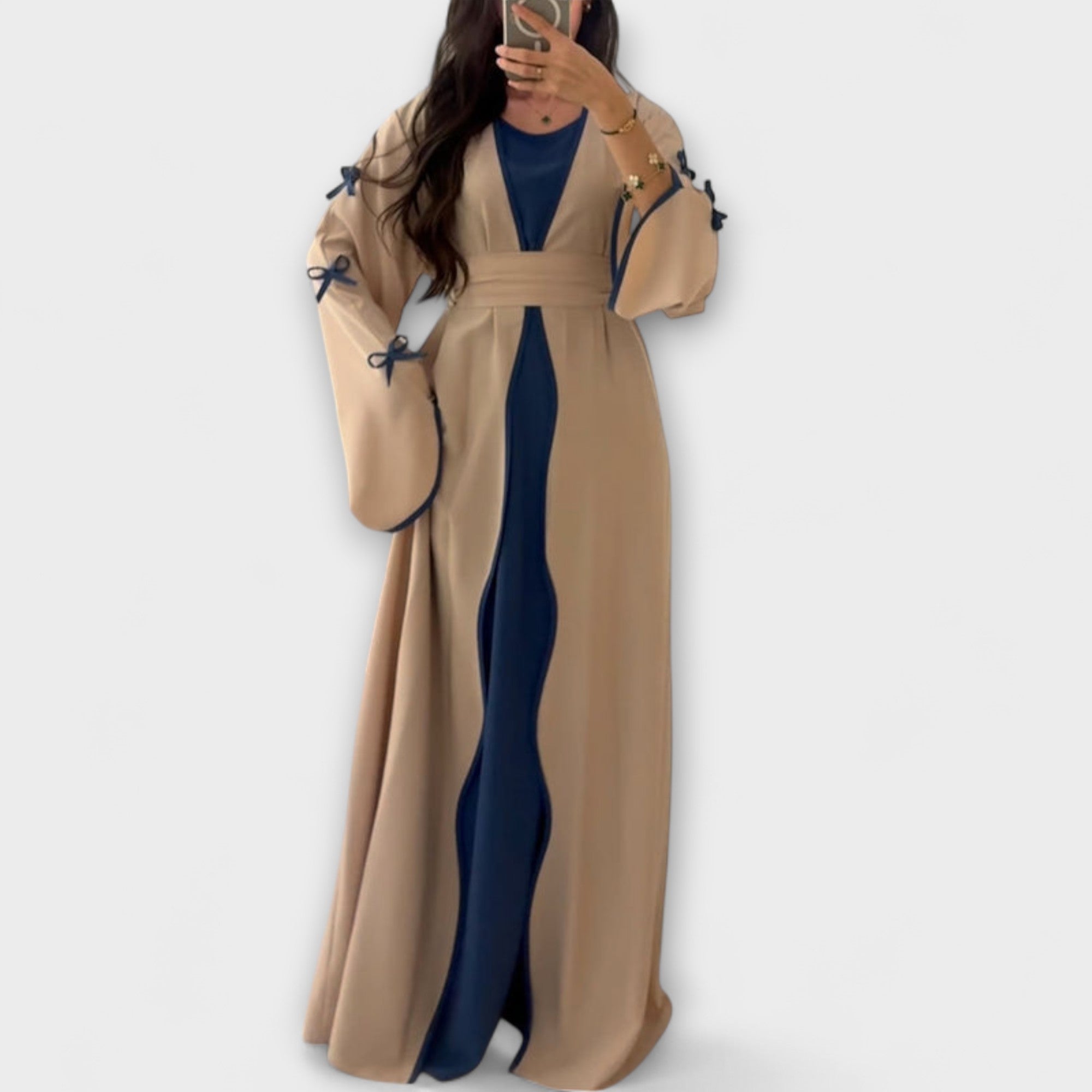 Jasmin - szykowny kardigan i sukienka Duo z ozdob? w kszta?cie kokardki