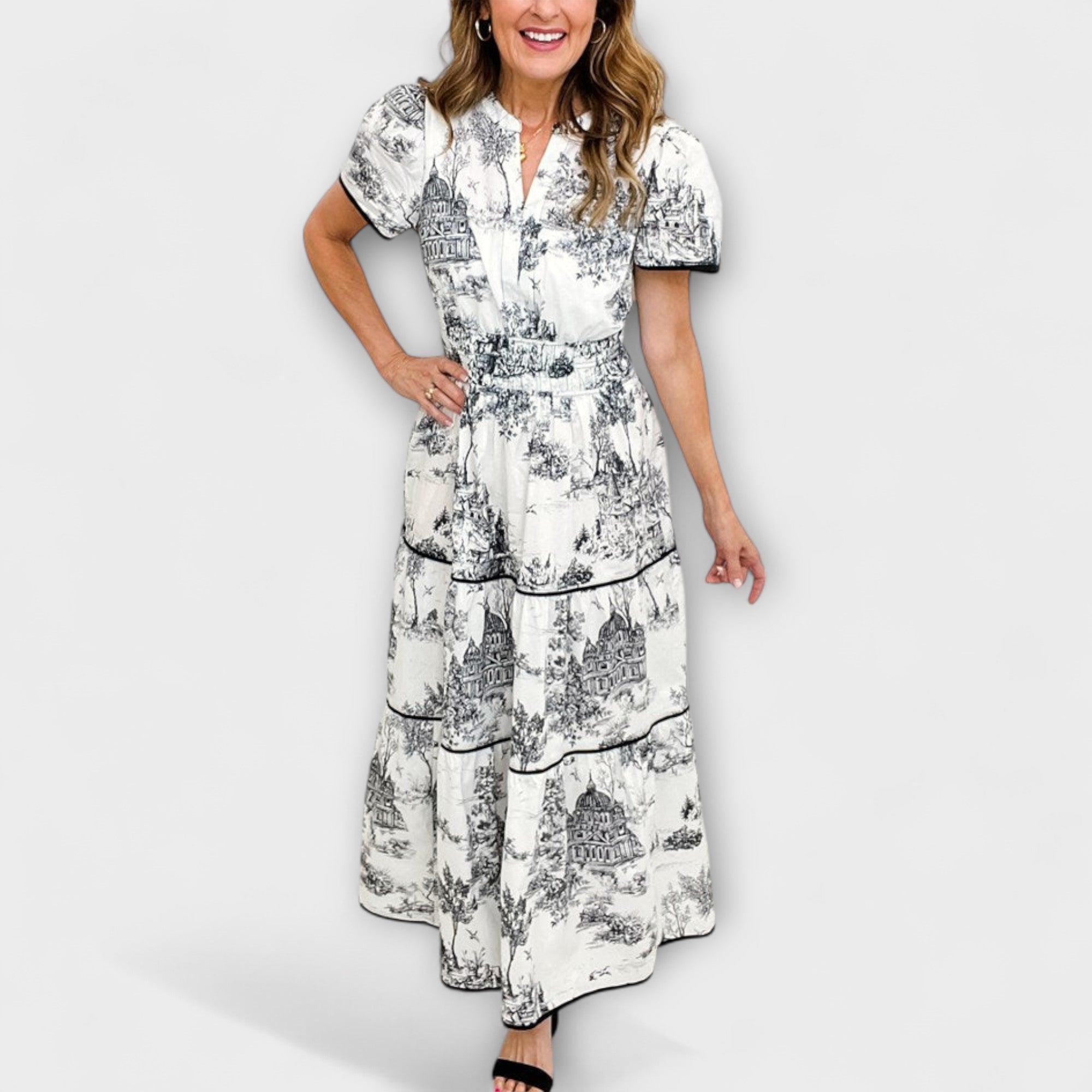 Eliza - Ponadczasowa sukienka maxi Toile