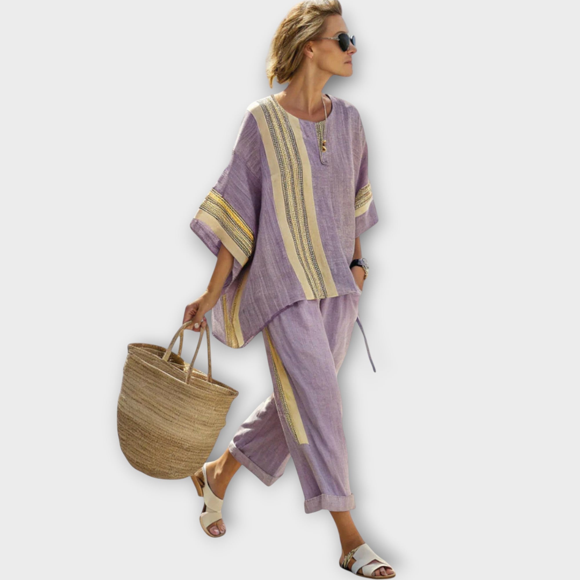 Anila - Elegancki dwucz??ciowy komplet w paski