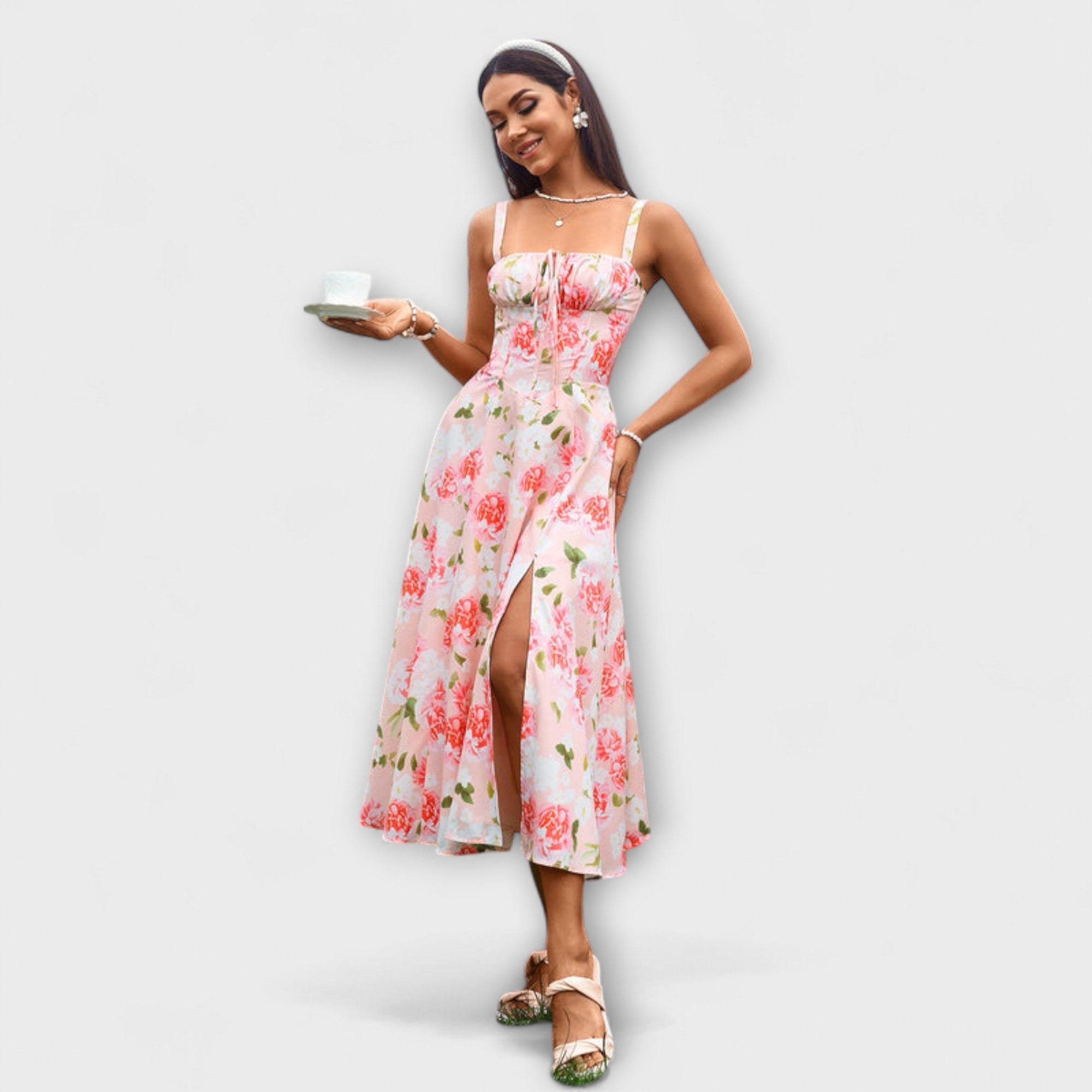 Nadzieja - Sukienka z rozci?ciem z falbankami