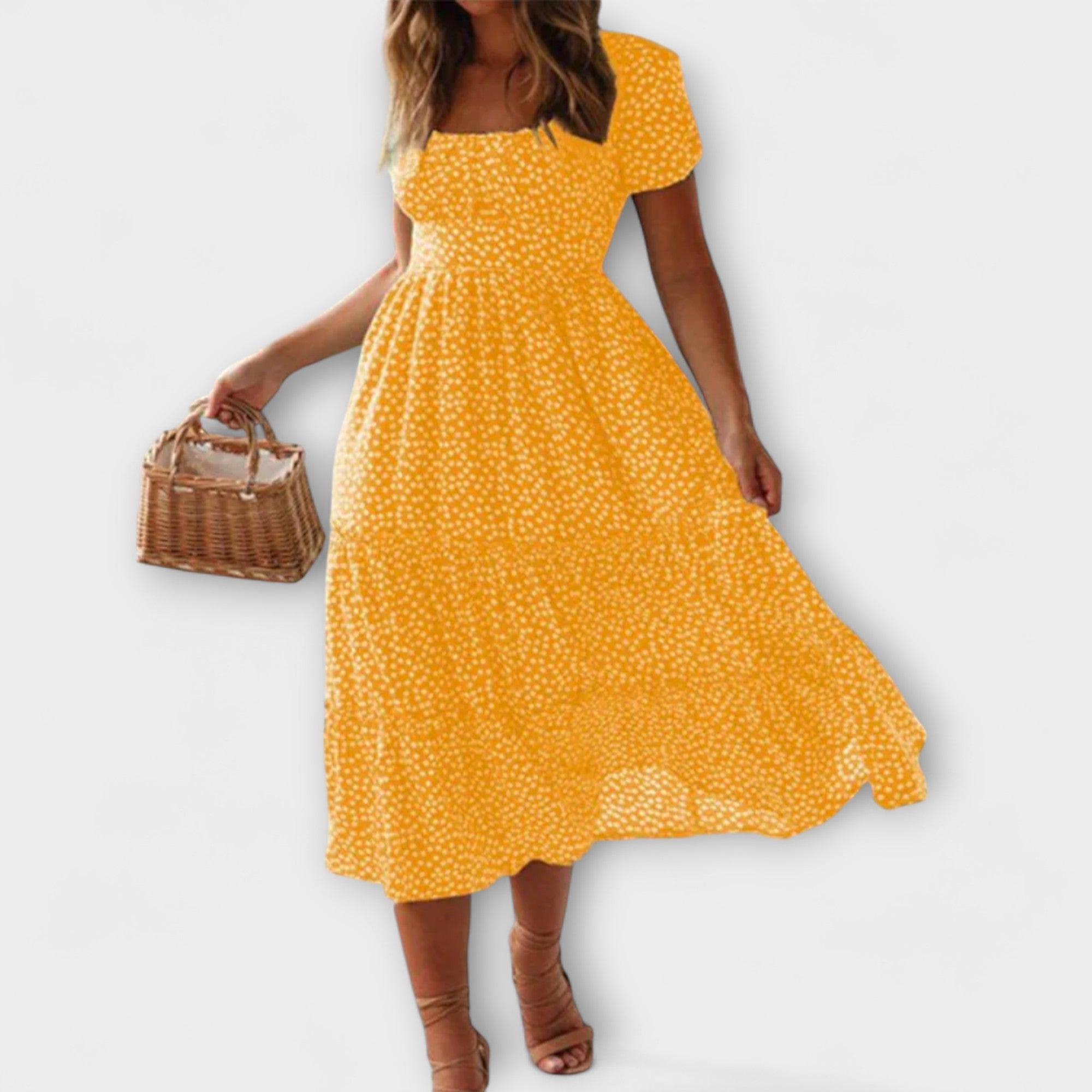 Vintage kwiecisty nadruk bufiaste r?kawy maxi sukienka