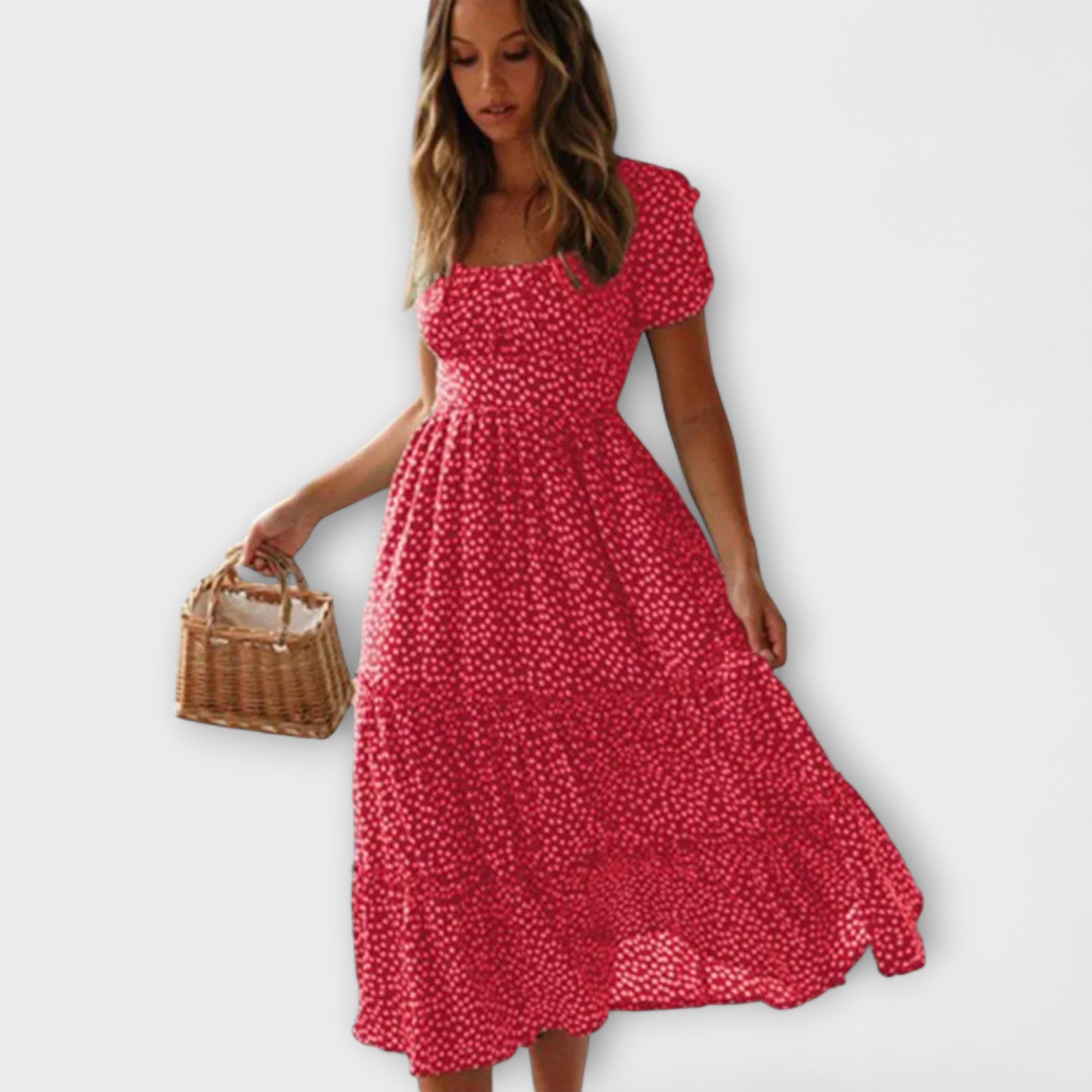 Vintage kwiecisty nadruk bufiaste r?kawy maxi sukienka