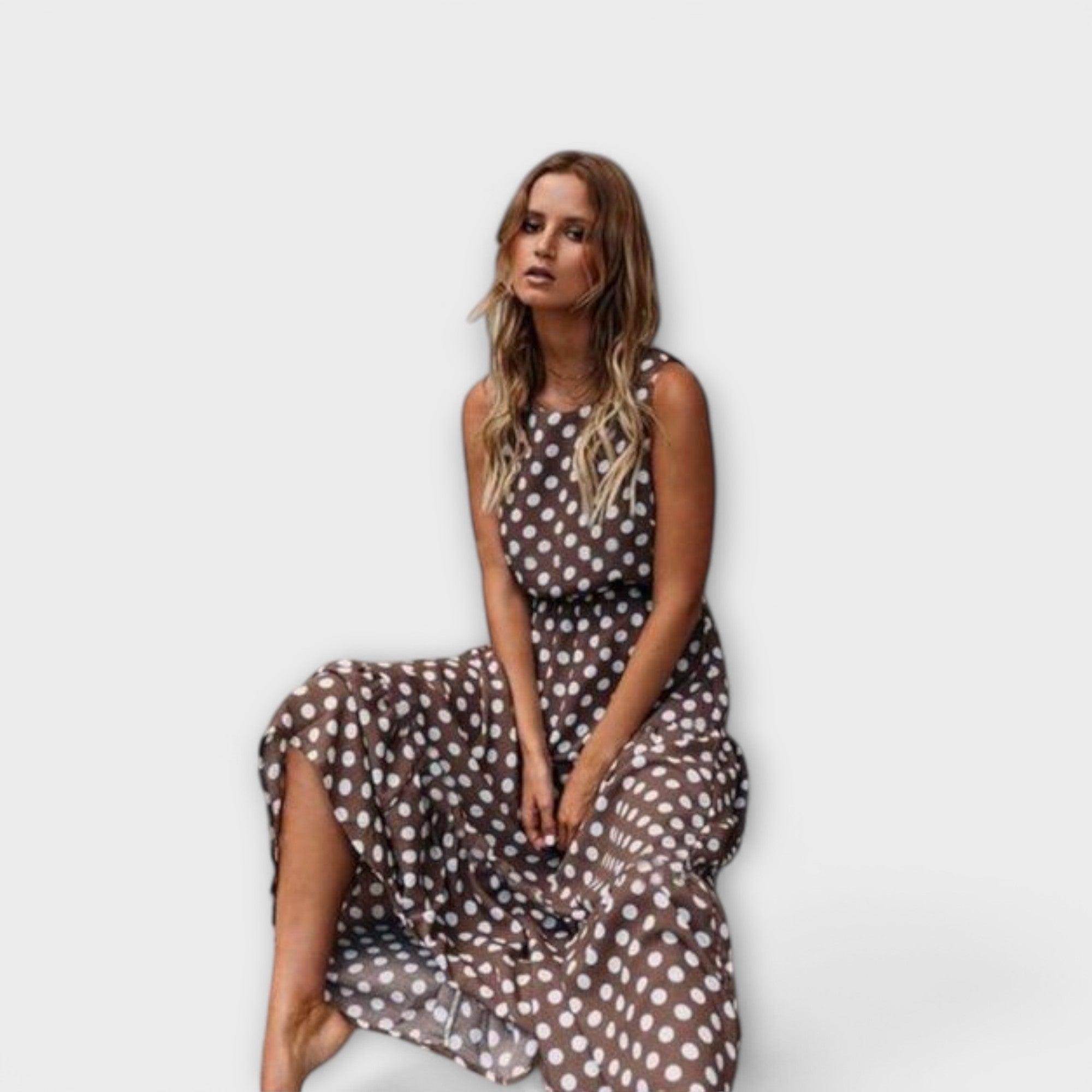 Danae - sukienka midi w stylu boho w groszki