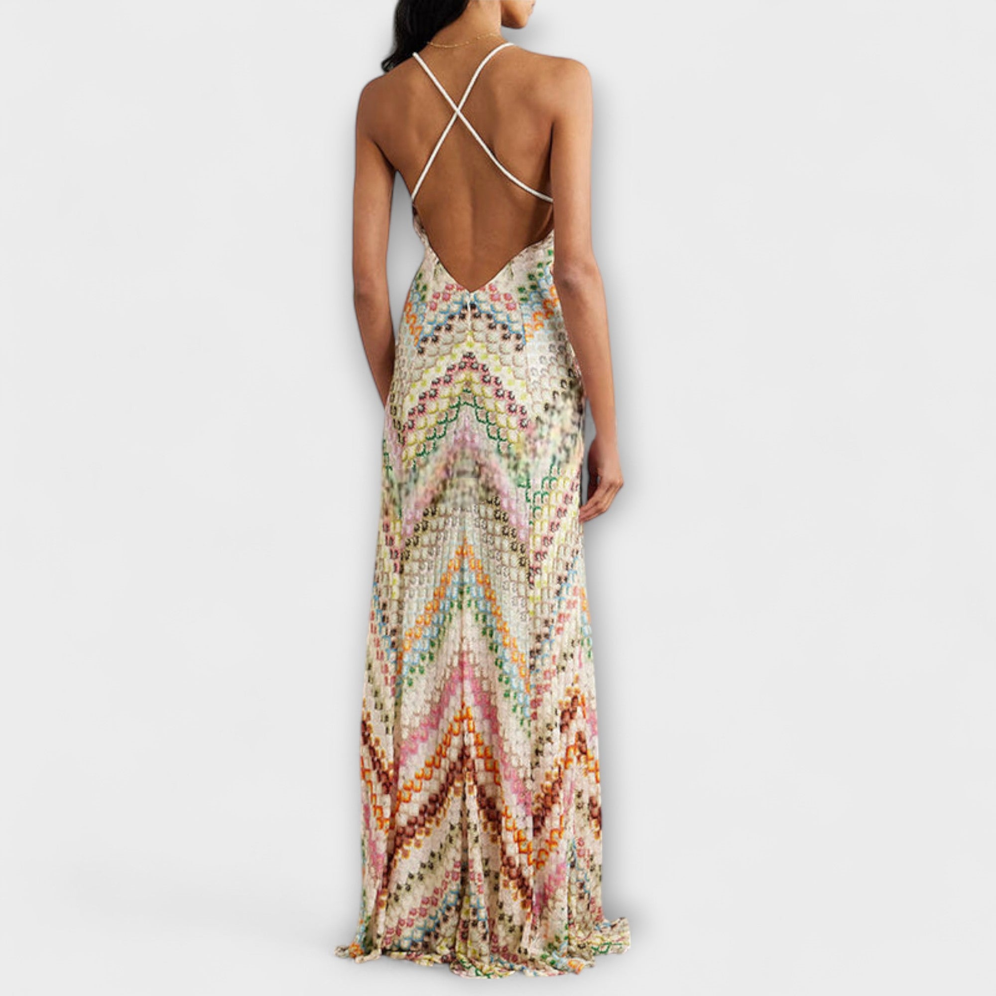 Remi - Missoni Kolorowa sukienka maxi w jode?k?