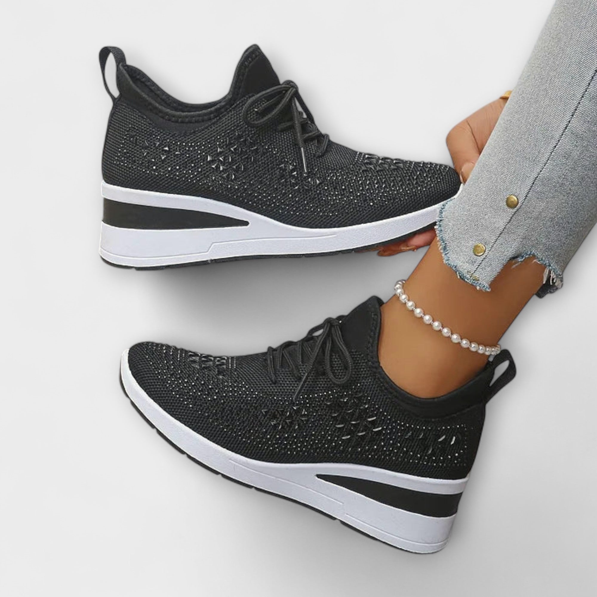 Giselle •€" Opalizuj?ce trampki ortopedyczne z cyrkoniami