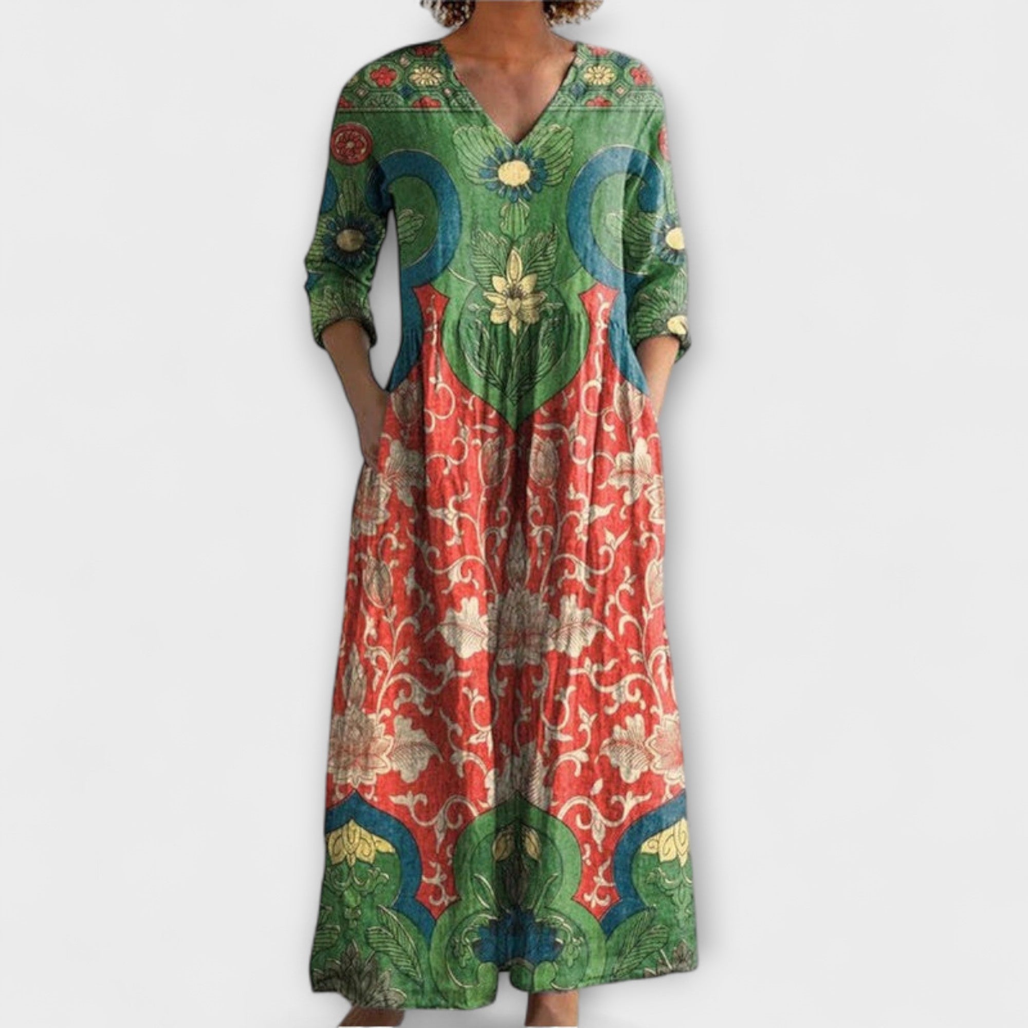 Celestine - sukienka maxi z kwiatowym nadrukiem w stylu vintage