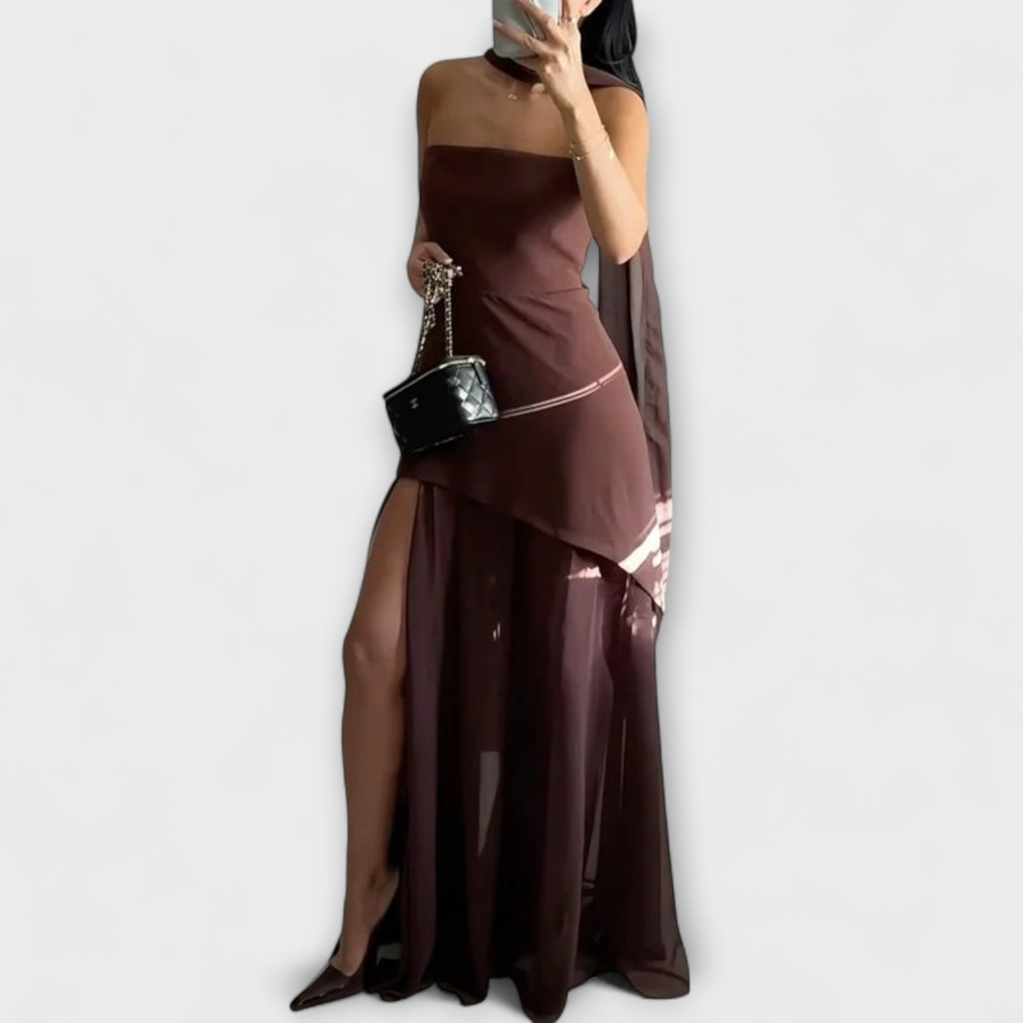 Goldie - Szyfonowa sukienka maxi