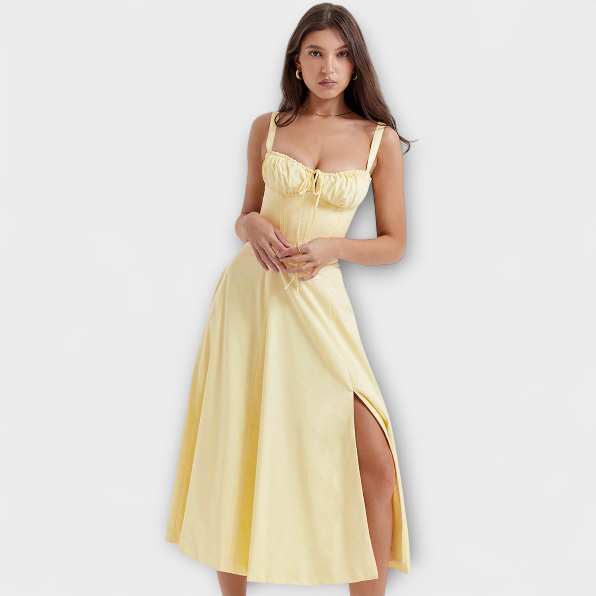 Zipporas - Dopasowana gorsetowa sukienka z nowoczesnym wiosennym kwiatowym nadrukiem