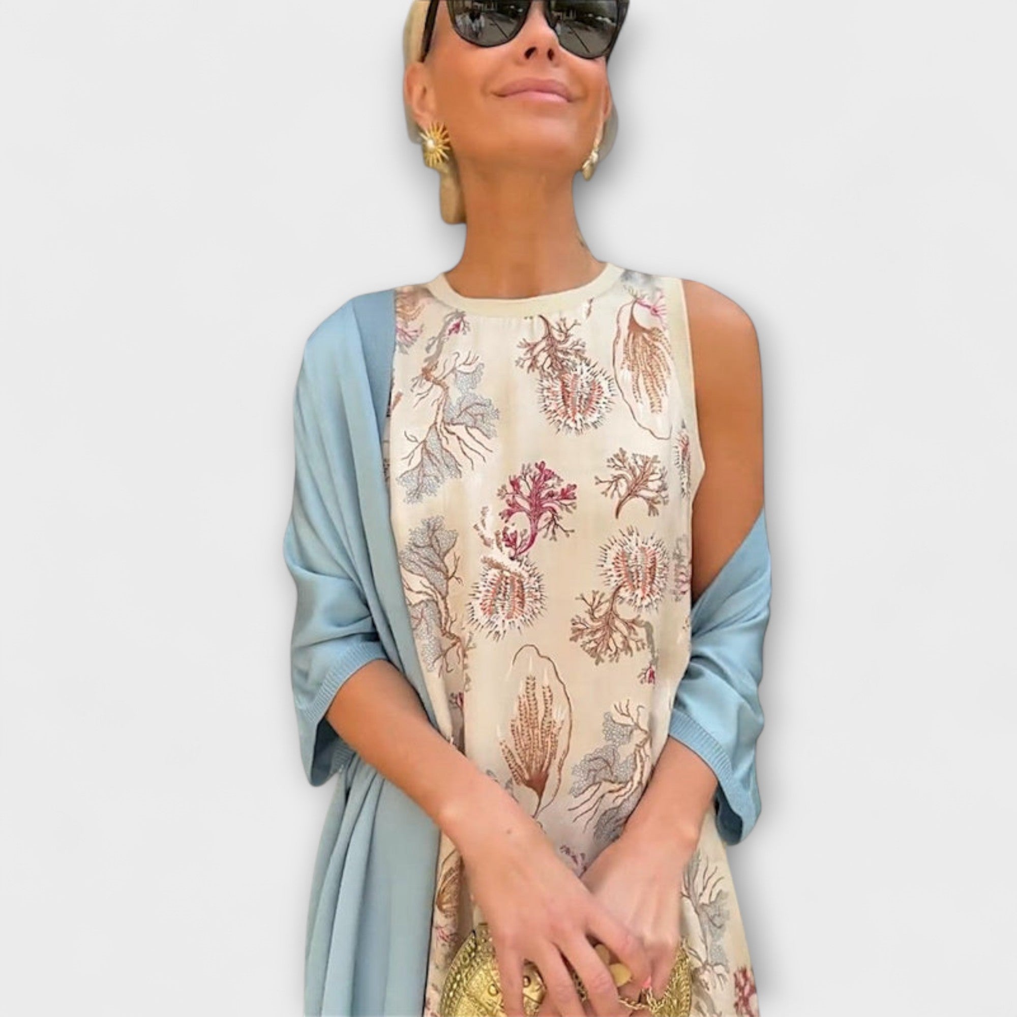 Elveria •€" Sukienka maxi z dopasowanym kardiganem